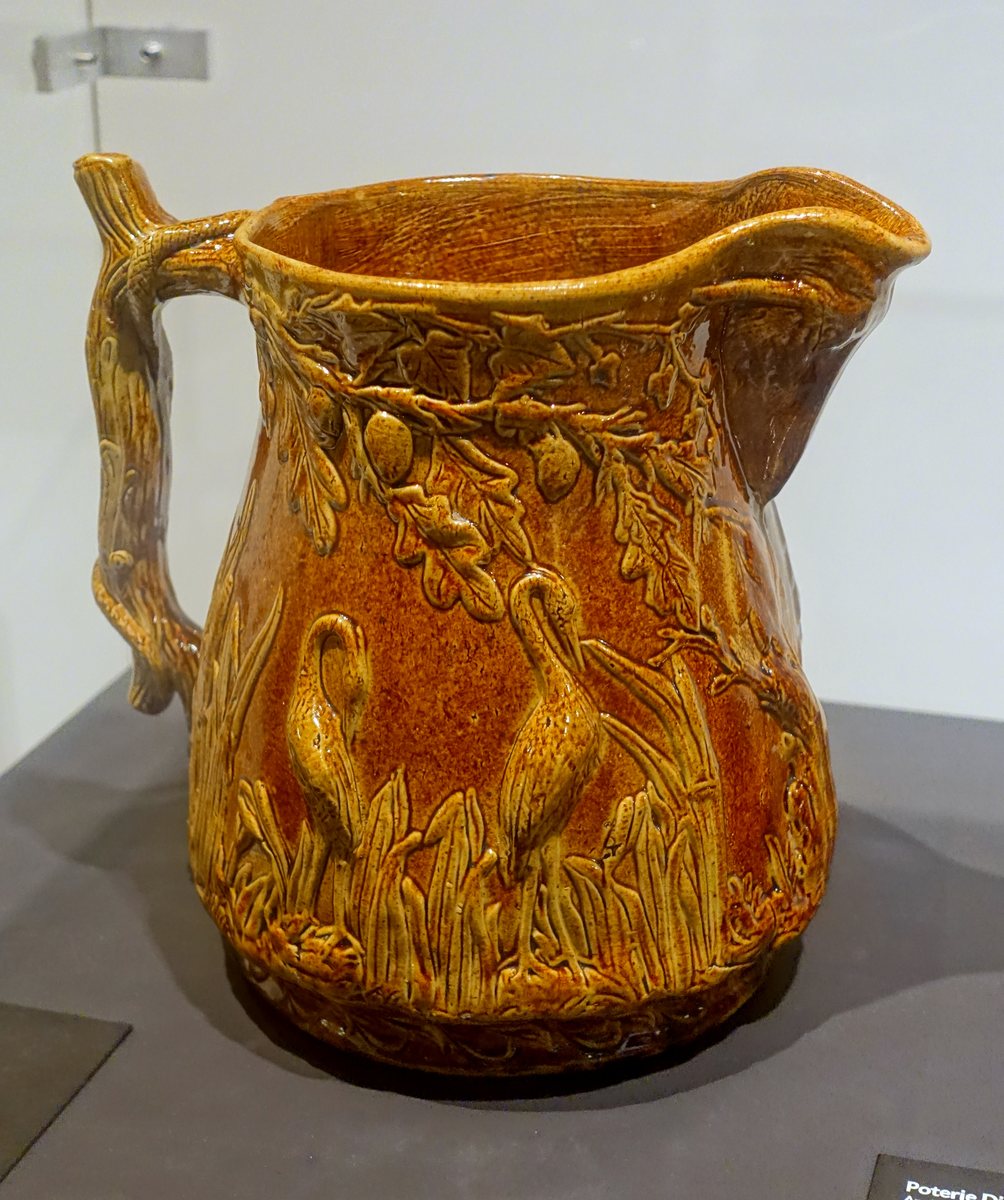 Glazed earthenware jug with slip decoration, Cap Rouge Pottery, Quebec City, 1875–1880, in the Montreal Museum of Fine Arts