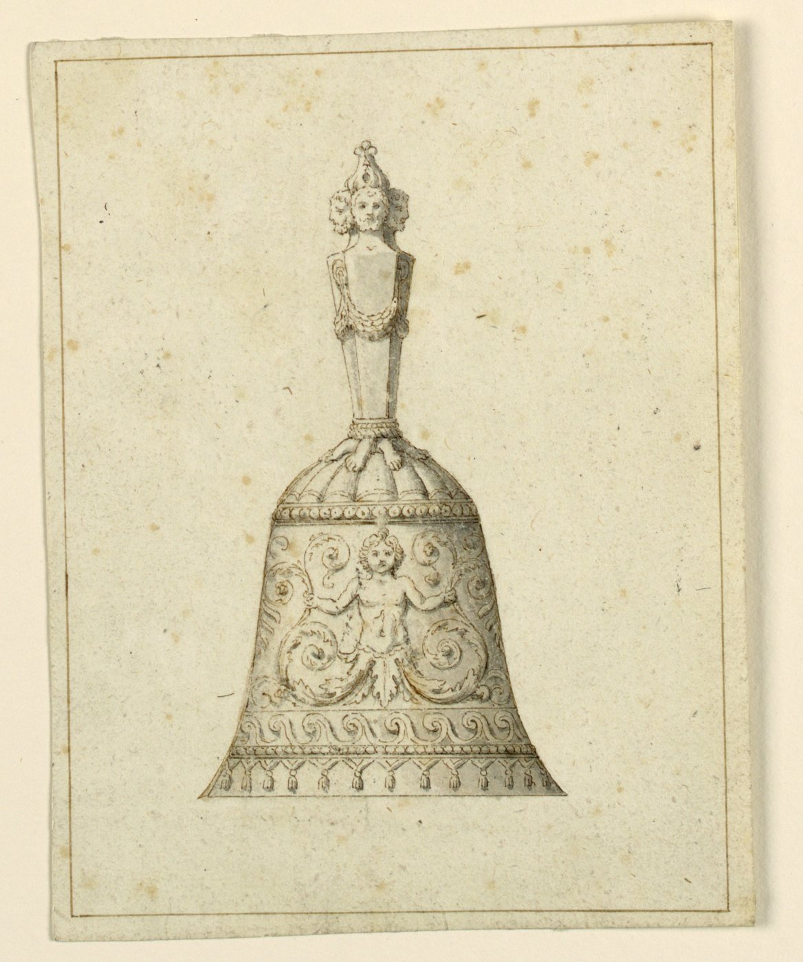Nineteenth-century design drawing of a hand bell.